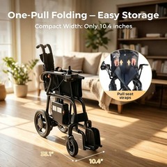 Upgraded 100% Carbon Electric Wheelchair, 22lb Intelligent Power Wheelchair