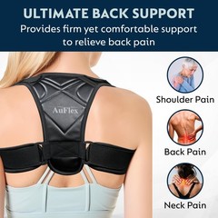 AuFlex Posture Corrector for Men & Women – Bodywellness Free Size, Black