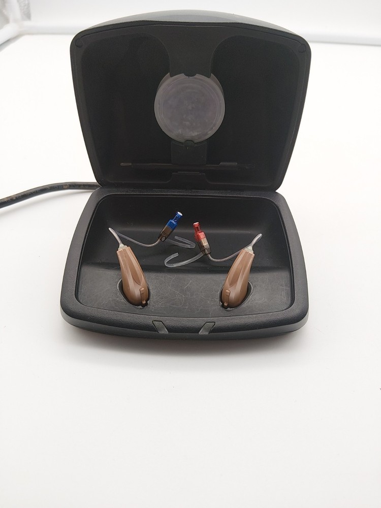 Starkey Livio 2400 Rechargeable Hearing Aid with Charging Case Rose Gold Pair