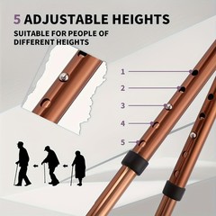 Heavy Duty Folding Cane with Seat Aluminum Alloy Adjustable Height CrutchesStool