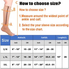 Zipper Compression Socks Copper Support Graduated Stockings Women Mens 20-30mmHg