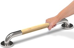 Safety Grab Bar for Bathroom 24 inch, Natural Bamboo Handle, ADA Compliant