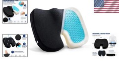 Large H-Shape Cooling Gel Seat Cushion for Long Sitting – Machine Washable Cover