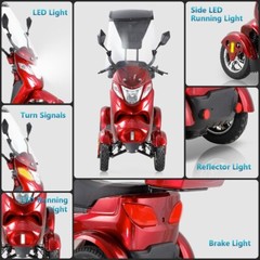 1000W Heavy Duty 4 Wheels Mobility Scooter w/ Roof 40 Miles 15 MPH for Seniors