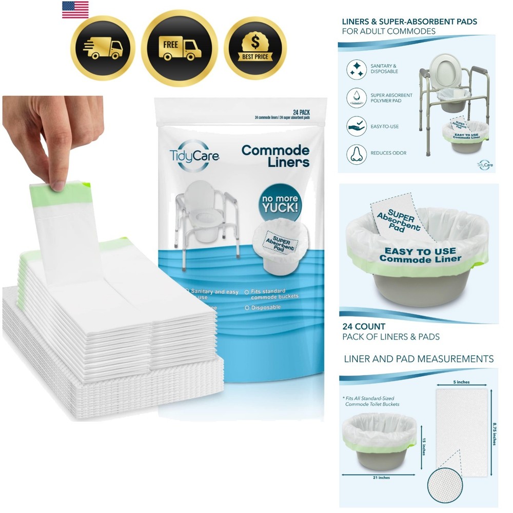 Disposable Bedside Commode Liners and Pads for Portable Toilet Chair Seat Buc…