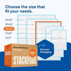 100-Pads Stack Man Chucks Disposable Adult Incontinence Underpads 23″x36″ Blue