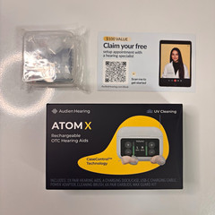 Audien Hearing ATOM X Rechargeable UV Cleaning CIC Hearing Aids Beige Both Ears
