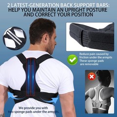 Luckela Posture Corrector for Men and Women, Adjustable Back X-Large, Black
