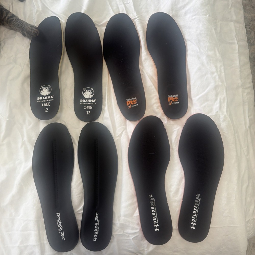 4 Pair -Shoe Inserts for Mens Memory Foam Men: Eu 45w/Us 12w, Black (4 Pairs)