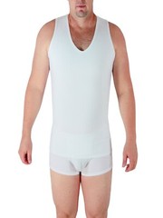 Men’s Microfiber Compression V-Tank for Gynecomastia, Belly Support – USA Made