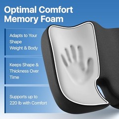 Seat Cushion, Extra Large Memory Foam Cushion for Office Chair Cushions, Black