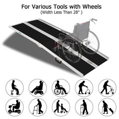 6ft Aluminum Multi-Folding Wheelchair Ramp Portable Non-Slip for Home Steps
