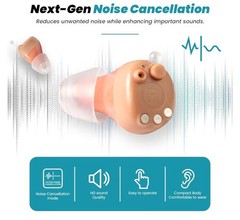 Rechargeable Hearing Aids for Seniors Invisible Fit 5 Sound Levels 16 Hr Battery