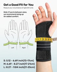 Wrist Brace Ergonomic 3 Metal Hand Splint Breathable Right Hand Men Women M Size