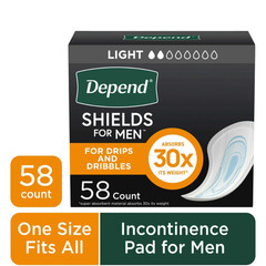 (3 Pack) Depend Shields Incontinence Pads for Men, Light Absorbency, 58 Count