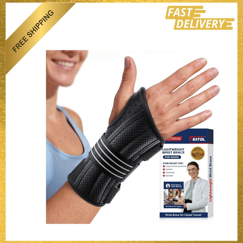 Lightweight Carpal Tunnel Wrist Brace, 7 Inches, Adjustable Hand Support for