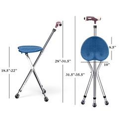 Goplus Walking Cane Seat Folding Cane Chair Heavy Duty Aluminum Alloy Crutch