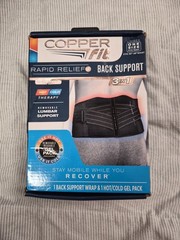 Copper Fit BACK SUPPORT Adjustable Compression+Lumbar Support Bnwb