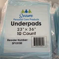 Secure Personal Care Products SP13150 Underpad, 110 Count 23”x36” Size Blue