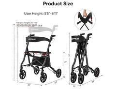 Titan Foldable Rollator Walkers with Seat