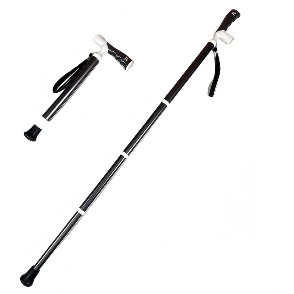 Folding Walking Cane Adjustable Height Handle Lightweight Portable Walking Stick
