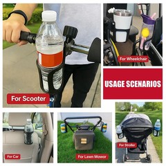 Universal 360° Beverage Cup Holder For Wheelchair Walker Rollator Bike