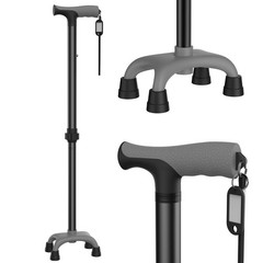 1 lb Walking Cane Ergonomic Handle 4Pronged Base Adjustable Senior Men
