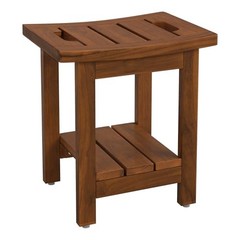 14″ Teak Shower Stool, Waterproof Teak Shower Bench with 14IN Brown Teak Color