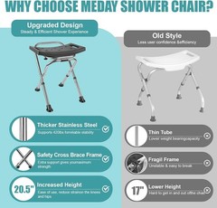 Folding Shower Chair Seat,Height Adjustable Shower Chair Seat,Stainless Eligible