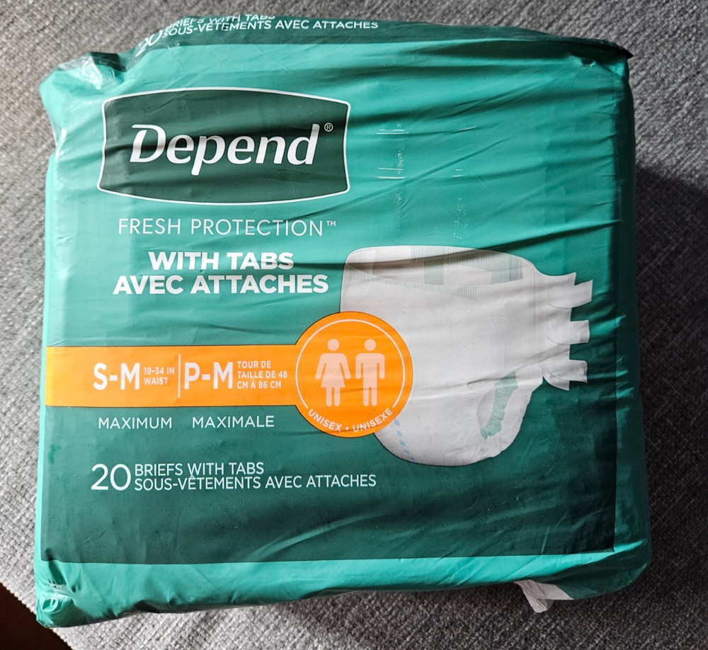 Depend Incontinence Protection With Tabs Max. Absorb. S/M, 20 Count Unisex