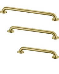 Stardrix ADA Grab Bar Set – 3 Brushed Gold Stainless Steel Bathroom Safety Bars