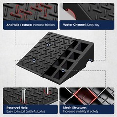 2x Driveway Ramp 6“ Curb Rubber Heavy Duty Threshold Ramp 8818 lbs Load w/Bolts
