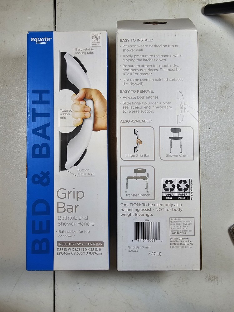2 Pack Equate Grip Bar Bathtub & Shower Handle 11.56″ W X 3.75″ D X 3.5″ H (#6)