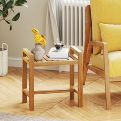 Teak Wood Solid Wood Stool Shower Bench for Inside Shower Shaving Legs Natural