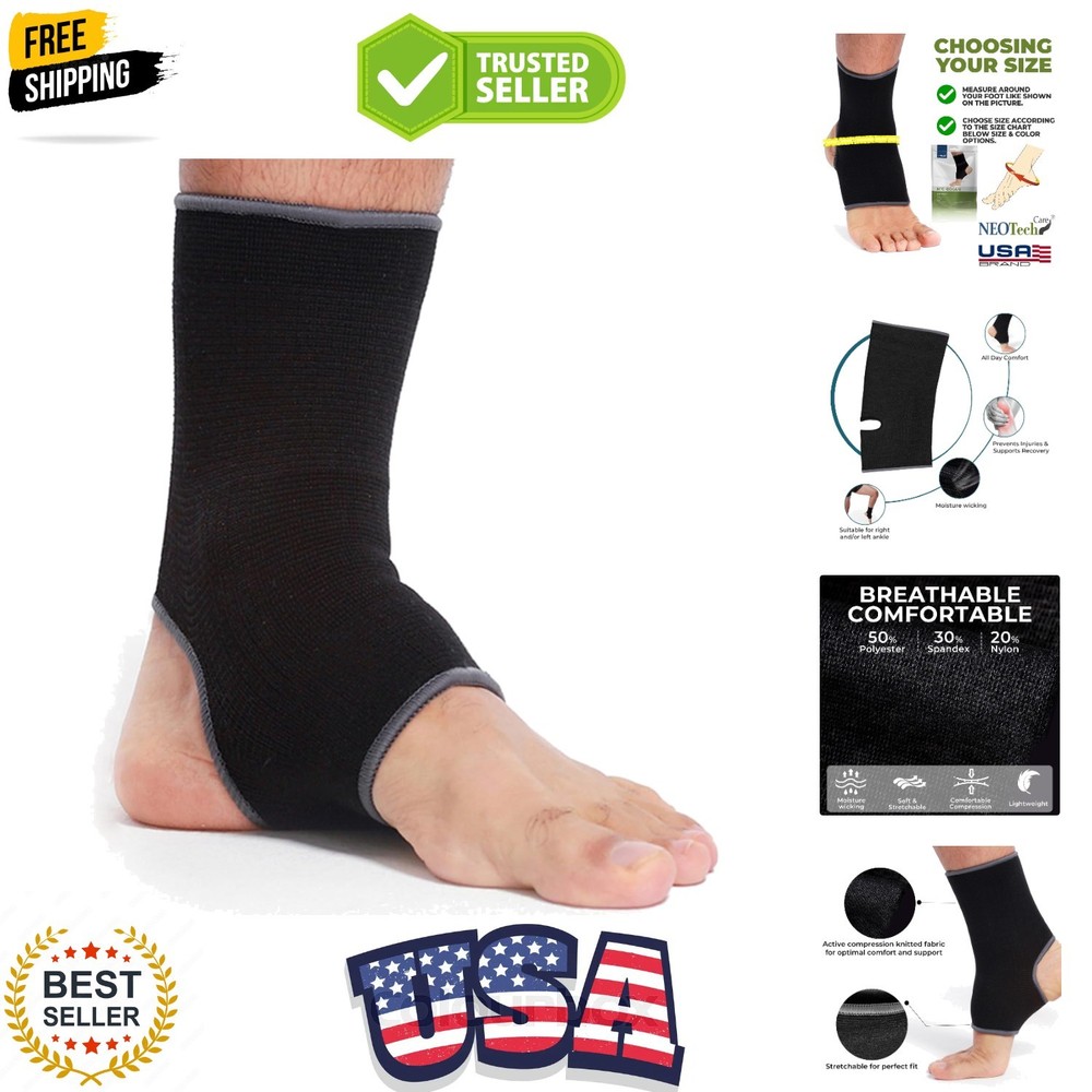 Ankle Support Sleeve 1 Unit – Open Heel, Light, Elastic & Breathable Knitted …