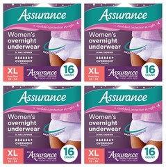 64 Count Assurance Women Incontinence Overnight Underwear Maximum Absorbency XL