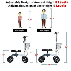 RINKMO Knee Scooter,All-Terrain Foldable KneeWalker basket adjustable 300lb load