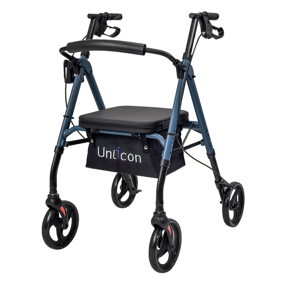 Rollator Walkers for Seniors with Seat and 8 inch Wheels Aluminium Blue