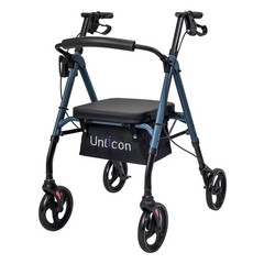Rollator Walkers for Seniors with Seat and 8 inch Wheels Aluminium Blue