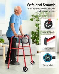 Used 350LB Rollator Walker Aluminum 4 Wheels Double Foldable Lightweight Walker