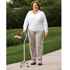 Quad Walking Cane Offset Handle Adjustable 28 to 37 Inch 250lb Capacity