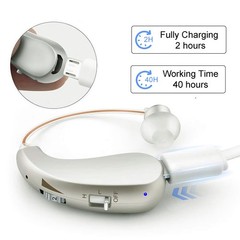 1 Pair Digital Hearing Aid Severe Loss Rechargeable Portable BTE Ear Aids 40Hrs