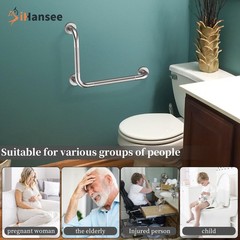 L-Shaped Angled Grab Bar 12×16 Inch Brushed Nickel Anti-slip Knurled Shower H…