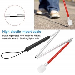 43 Inch Folding White/Red Mobility Cane Reflective Blind Walking Stick Tool