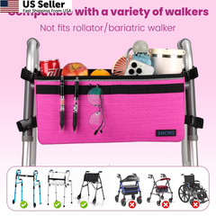 ZHCHG Walker Basket for Seniors, Accessories, Folding Bag pink