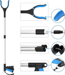 34″ Heavy-Duty Grabber Reacher Tool 2-Pack: Foldable with 360° Rotating Head