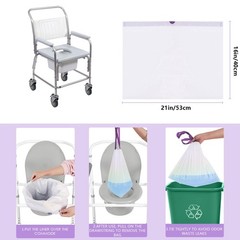 Commode Liners for Bedside Commode, Portable Toilet, Bed Pan, 100 Count Lavender