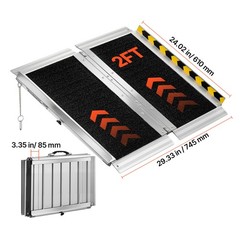 1. 2FT 800LBS Aluminum Folding Wheelchair Ramp Non Slip for Home Steps Doorway