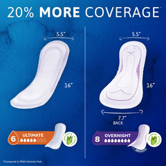 TENA Intimates Sensitive Care Overnight Bladder Leak Incontinence Pads 135 Count