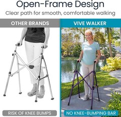 Vive Mobility Lightweight Folding Walker Purple Narrow Compact Portable Travel